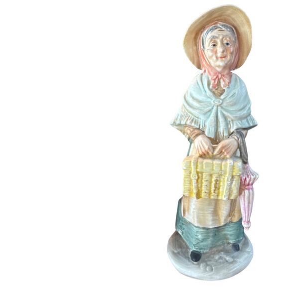 Antique Hand-Painted Market Man & Women Figurines • Made in Japan • Mid-Century - Picture 3 of 4